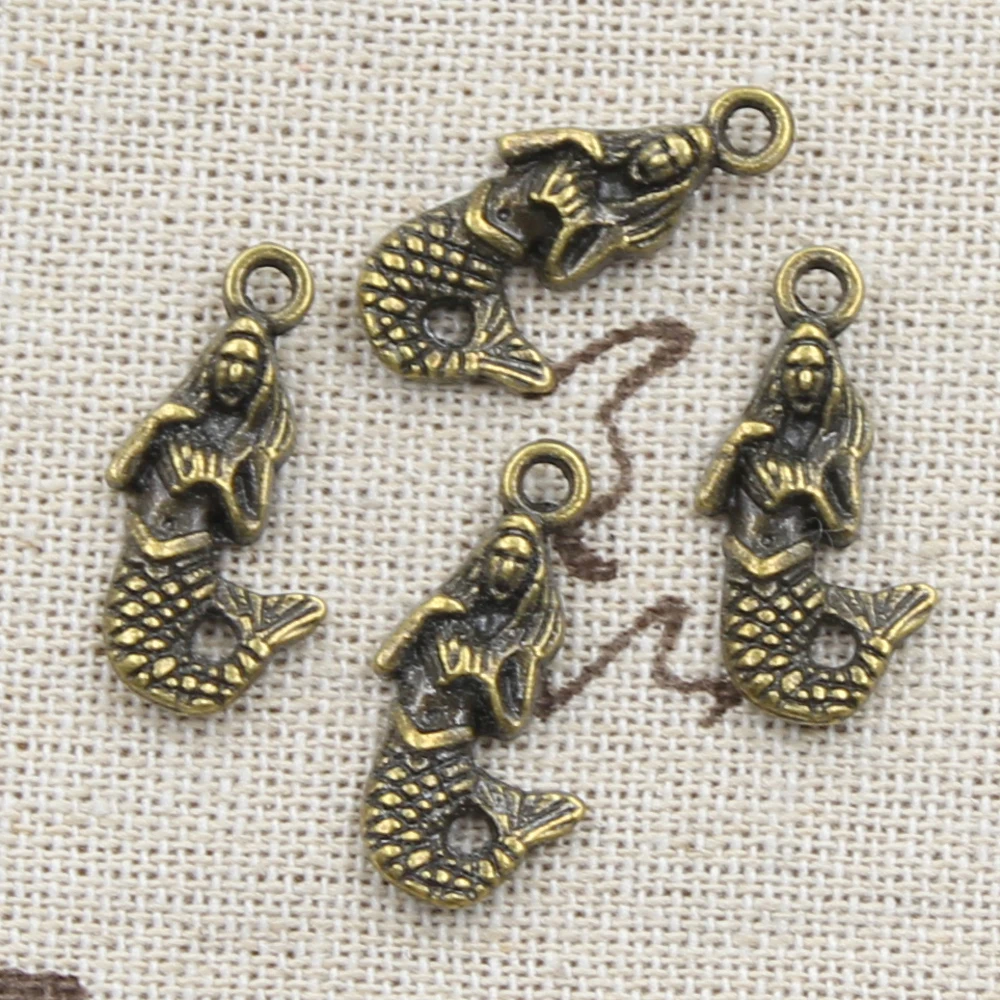 15pcs Charms Mermaid 22x12mm Antique Bronze Silver Color Plated Pendants Making DIY Handmade Tibetan Bronze Silver Color Jewelry