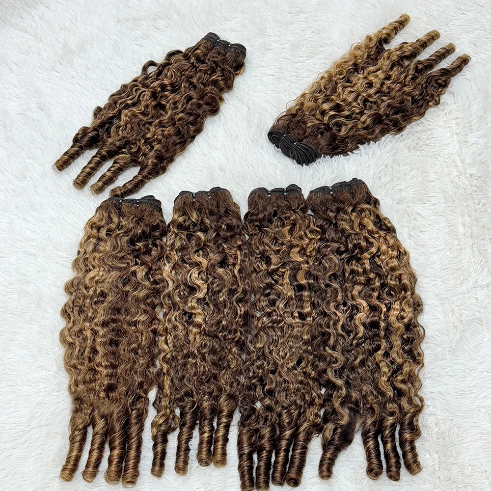 1/3 Bundel Keriting Burma Jalinan Rambut Manusia Mentah Vietnam Bundel Sorot Ekstensi Rambut Keriting Kelas 12A untuk Semua untuk Wanita