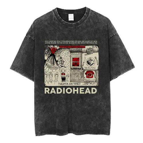 Imagen 2 del producto Nueva llegada, Ropa para Hombre, camiseta para Hombre, camisetas gráficas, camiseta para Hombre, Ropa para Hombre, Camiseta lavada de banda de Rock Radiohead