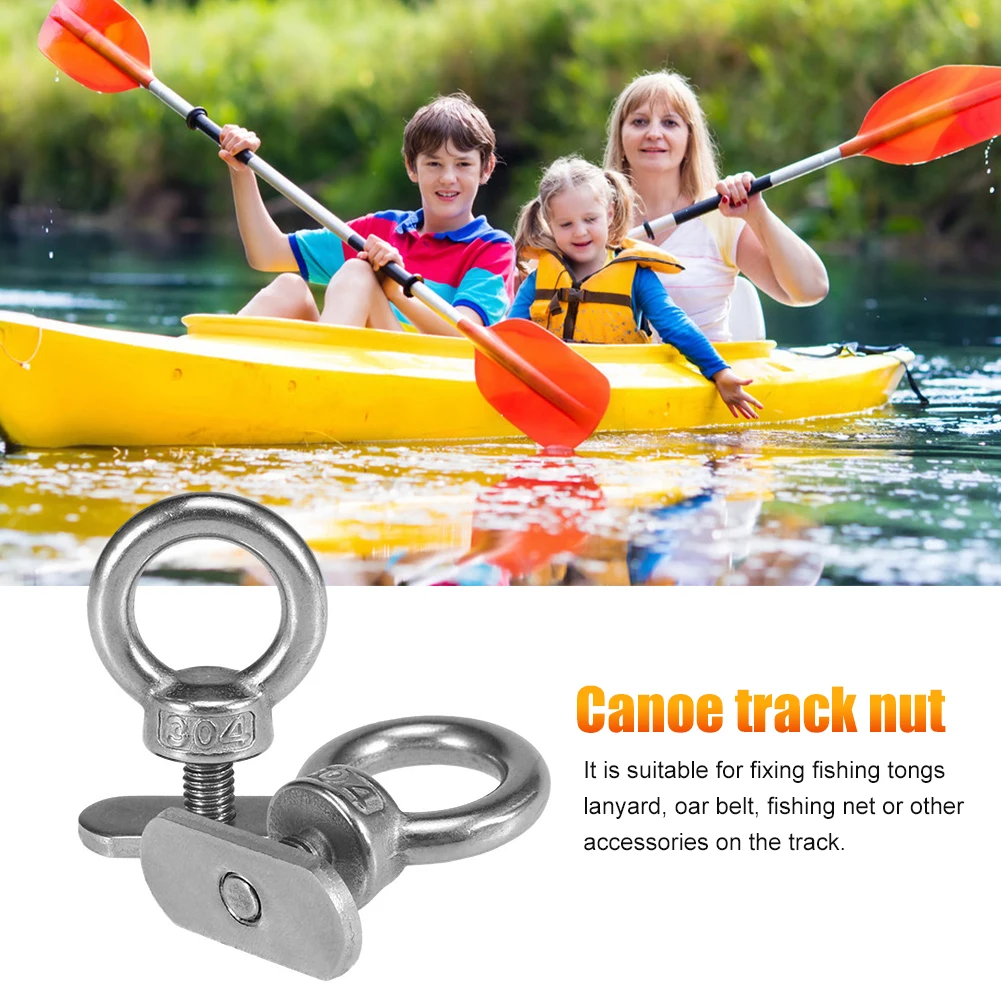 2Pcs Kayak Track Mount Tie Down Eyelet Rail Track Screws Track Nut for Bungee Cord Rope Rowing Inflatable Boat Kayak Accessories