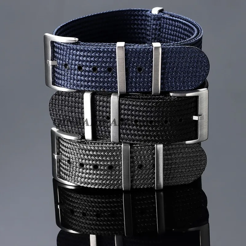 18mm20mm22mm Nylon Fabric Watchband for Seiko for Omega for Samsung Galaxy Watch 6/5/4 for Huawei Woven Sailcloth Strap Bracelet