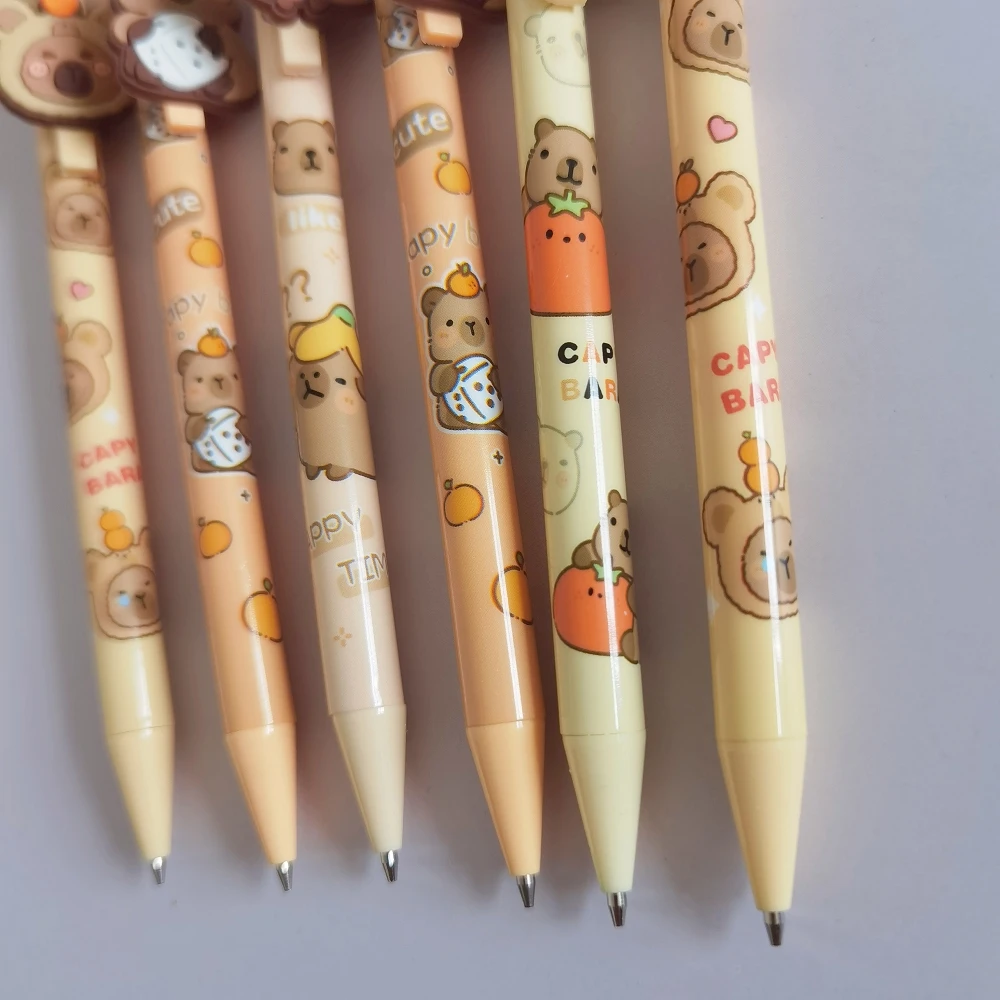 Lápiz mecánico Happy Capybara, lápices japoneses bonitos para escribir, papelería, escuela, suministros de oficina, regalo, 0,5mm, 4 unidades por