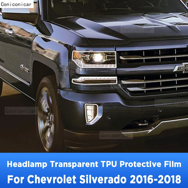 

For Chevrolet Silverado 2016-2018 Car Exterior Headlight Anti-scratch Front Lamp Transparent TPU Protective Film Accessories