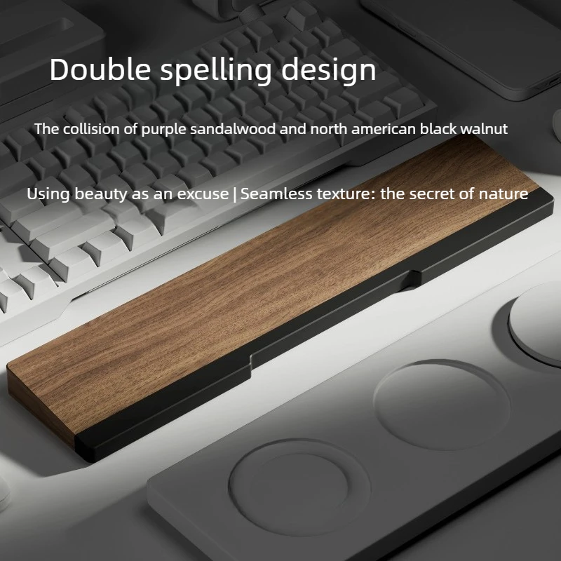 Black Walnut Wood Wrist Rest Ergonomic Palm Support Pad Wooden Desk Accessory for Typing Comfort Office Gaming Keyboard Stand