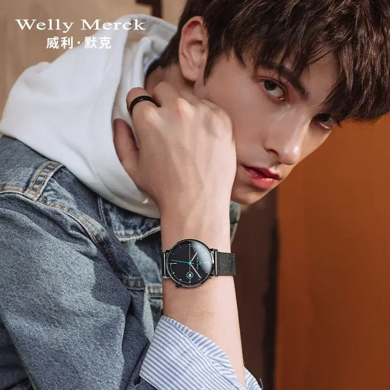 Orologio al quarzo da uomo originale Welly Merck Slim Fashion Simple Student Watches