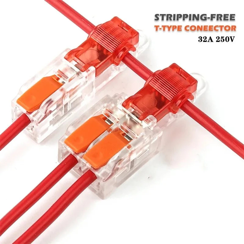 T-Type Stripping Free Wiring Connector With Fixing Hole Quick Branch Splice Junction box lever Wire connector 32A