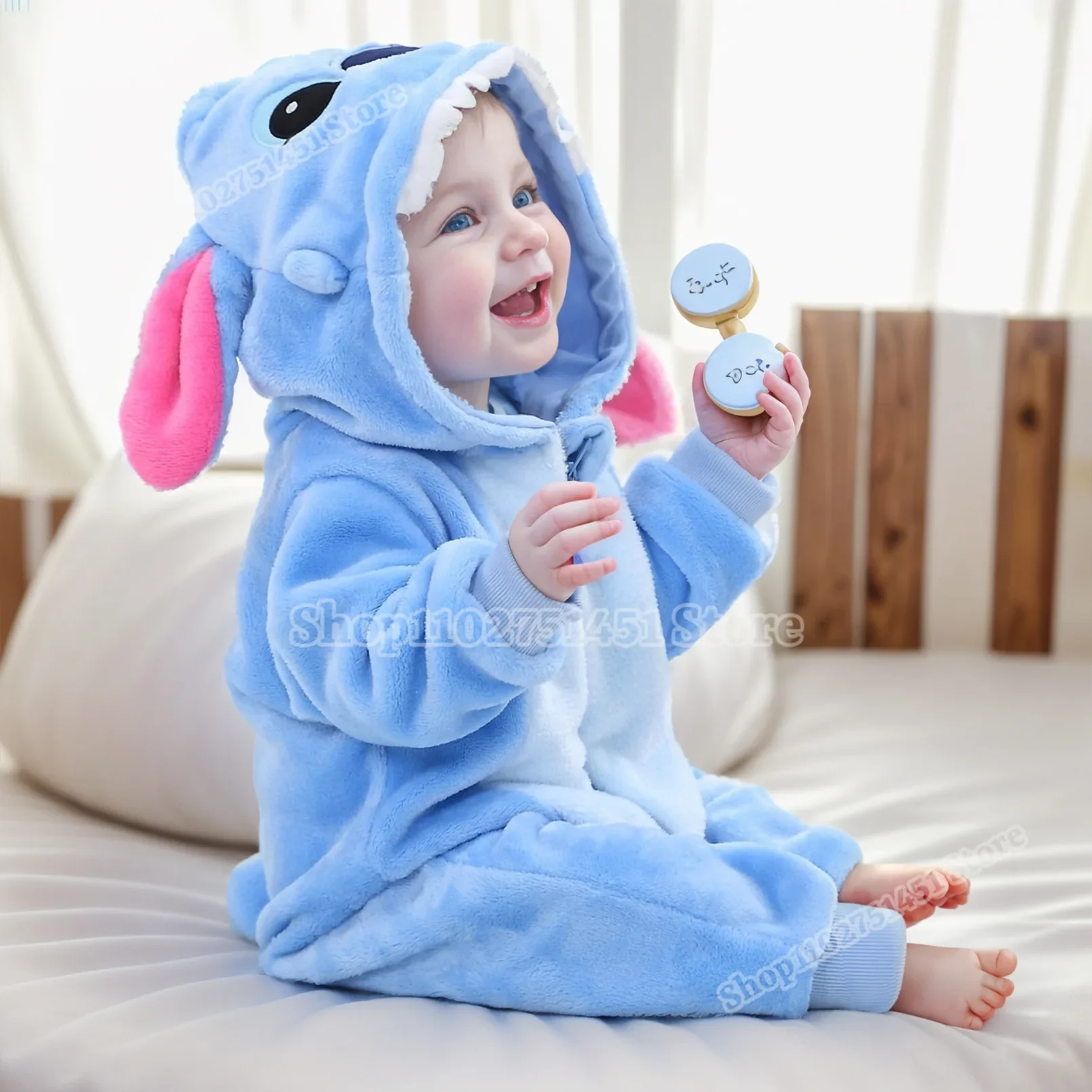 Disney Stitch Rompers Suit Kids Bodysuits Cartoon Pajamas Cosplay Halloween Children\'s Clothing Warm Toddler Baby Clothes Cute