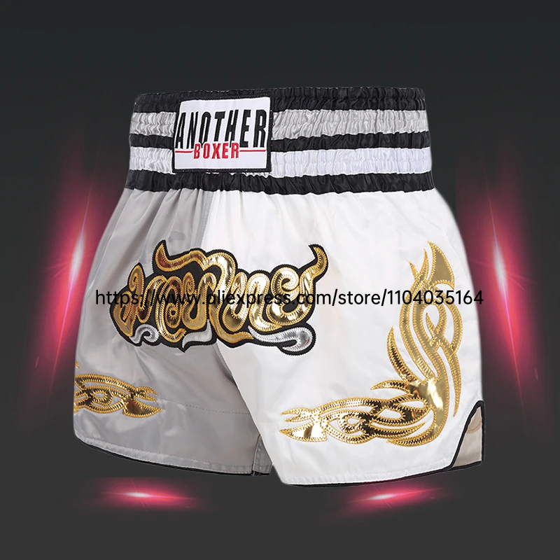 الملاكمة التايلاندية السراويل التايلاندية سراويل الملاكمة الرجال النساء الطفل الساتان فنون الدفاع عن النفس MMA الملابس التايلاندية الملاكمة القتال تصارع كيك بوكسينغ السراويل