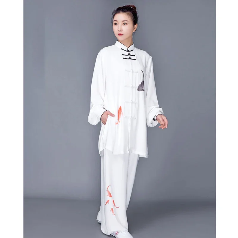 Martial Art Uniform Kung Fu Dress Tai Chi Clothes Wushu Clothing Unisex Women And Men Kun Master White Breathable 2023 New Style