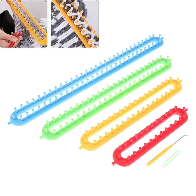 Rectangle Scarf Knitting Loom Kit Set Sewing Needle Scarves DIY Craft Tool