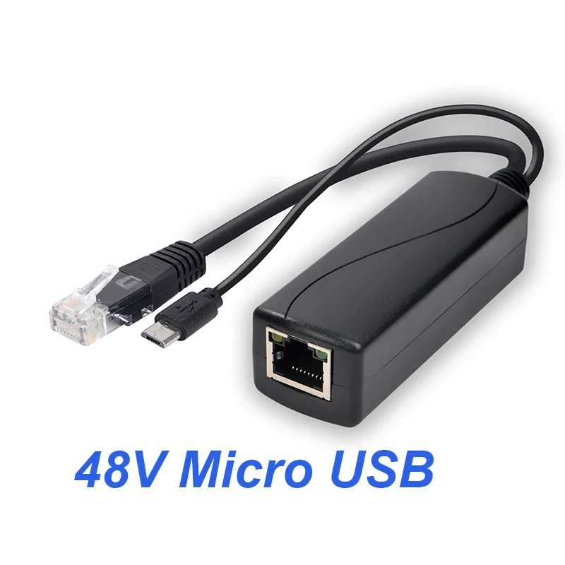 48V naar 5V 12V POE Splitter Voeding Micro USB Type C Barrel Jack voor Hikvision Huawei Bobcat Raspberry Pi HKBTM Adapter