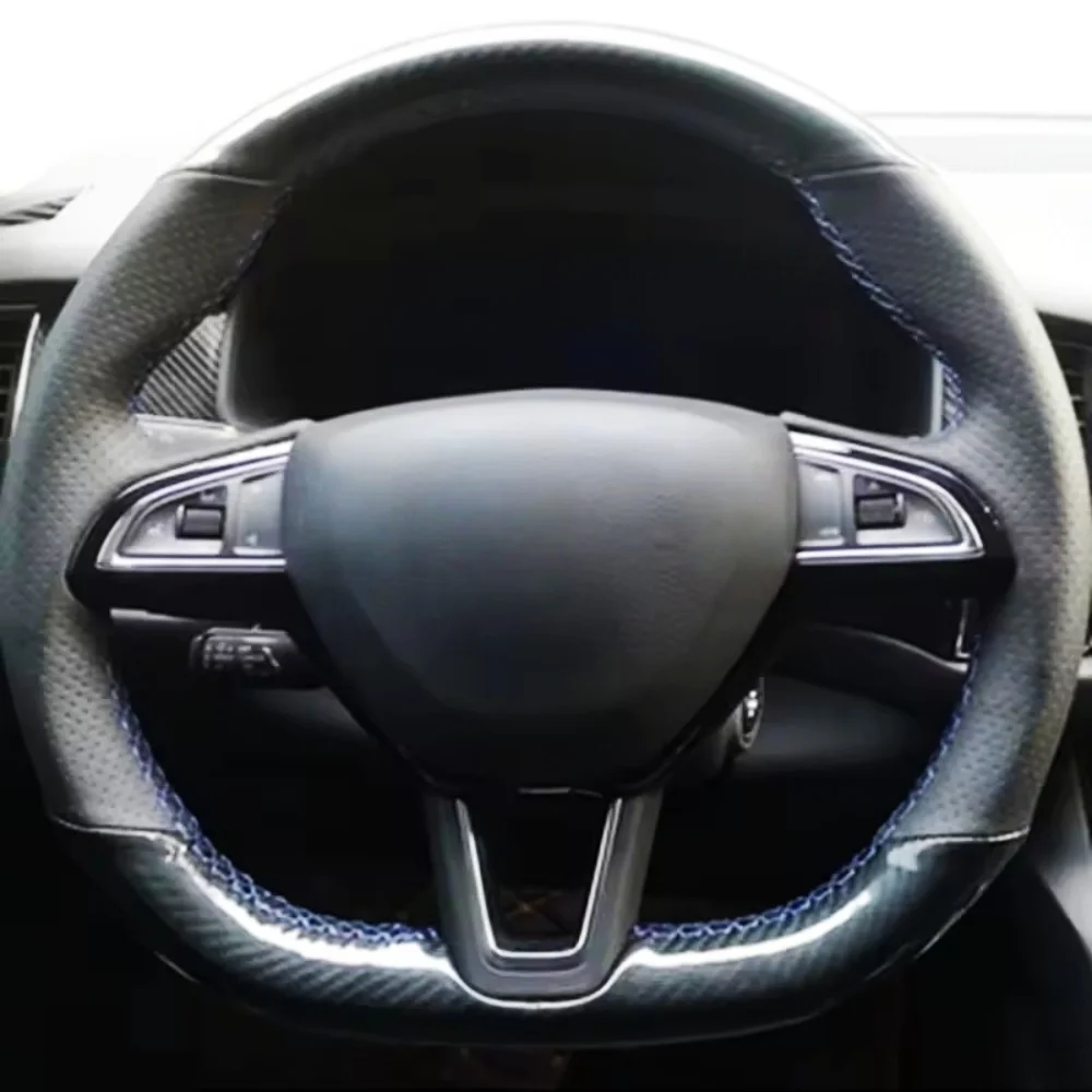 

Оплетка на руль автомобиля на заказ, 100% подходит для Skoda Citigo Roomster Fabia Octavia Superb Karoq, автомобильные товары, накидка на руль