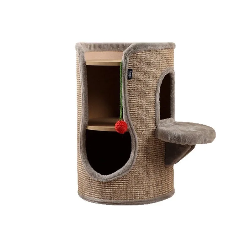 Fun Multi-use Sisal Cat Tower, Integrated Play & Sleep Nest Heavy-duty Scratcher Pet Cat Accessory