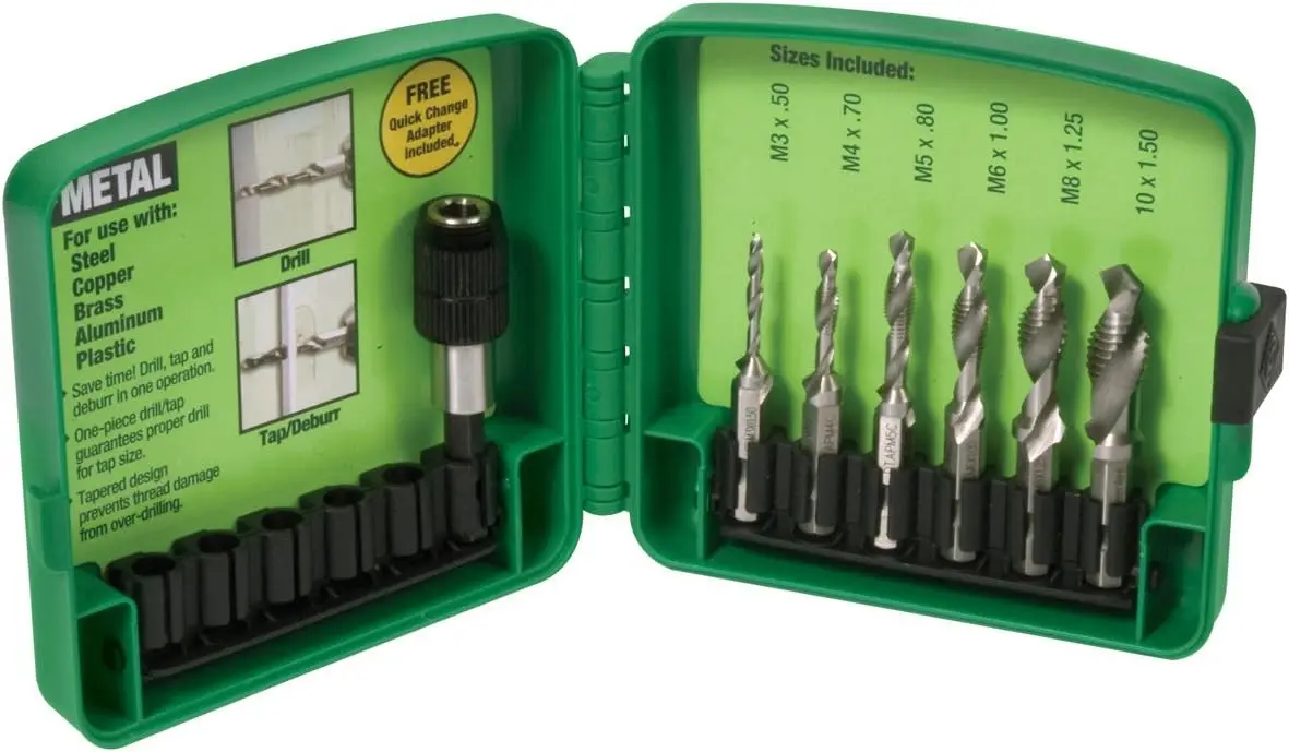 

Metric Drill Tap Countersink Set, 6 Pc, M3 to M10 for Precision Metalworking