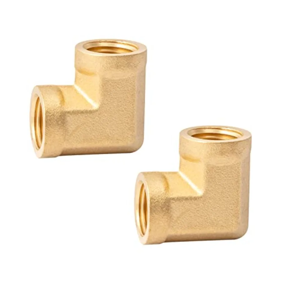 

1/4'' NPT Elbow Fittings, 90 Degree 1/4'' Brass Female Elbow Connectors, 1/4 Inch Barstock Street Female Air Hose Fittings for