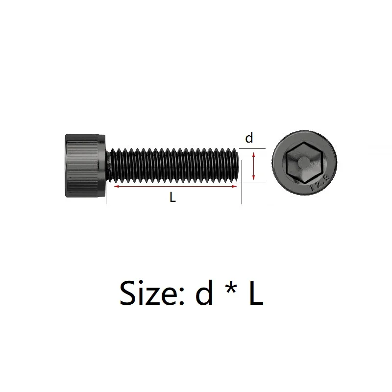 M2 M2.5 M3 M4 M5 M6 12.9 Carbon Steel Black/Nickel Plated Hex Hexagon Socket Allen Cap Head Screw Bolt Nut Washer Assortment Kit