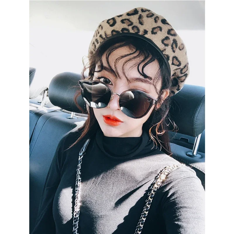 Leopard Beret Female Autumn Winter Hats for Women Vintage Painter Flat Cap Boina PU Leather Brim Beanie Gorras Para Mujer Кепка