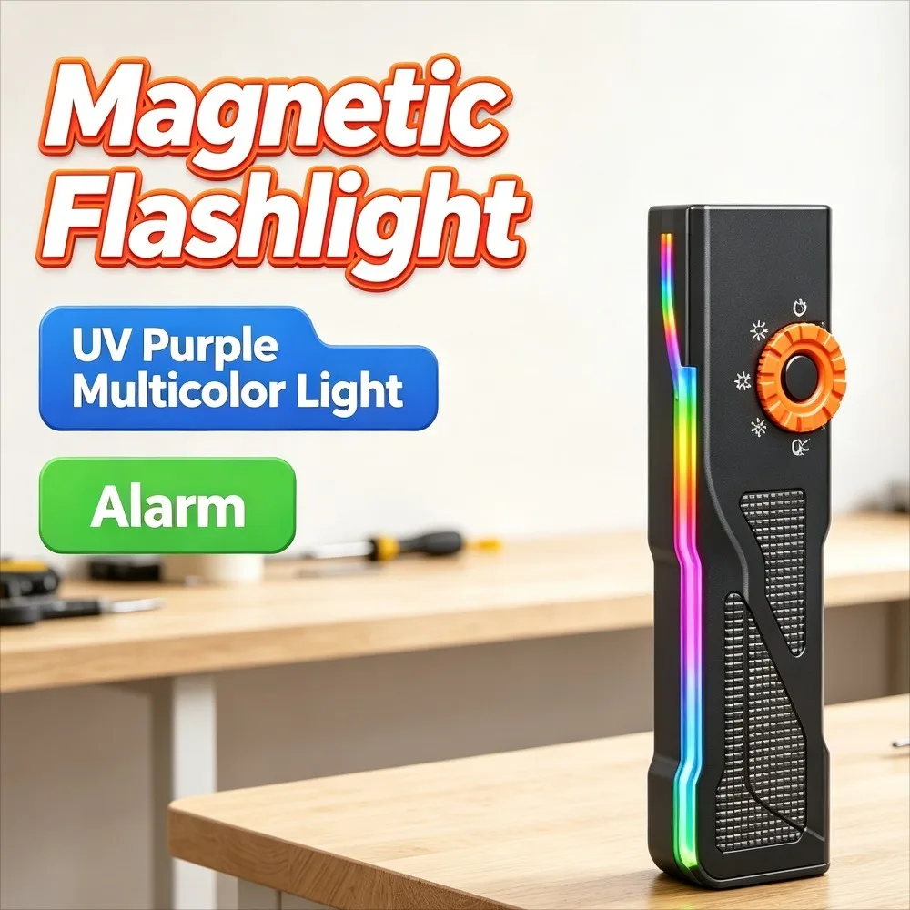 Aluminum Alloy EDC Portable Flashlight Magnetic‑Wheel Operation Torch with UV Purple Multicolor Light for Outdoor Daily Lighting
