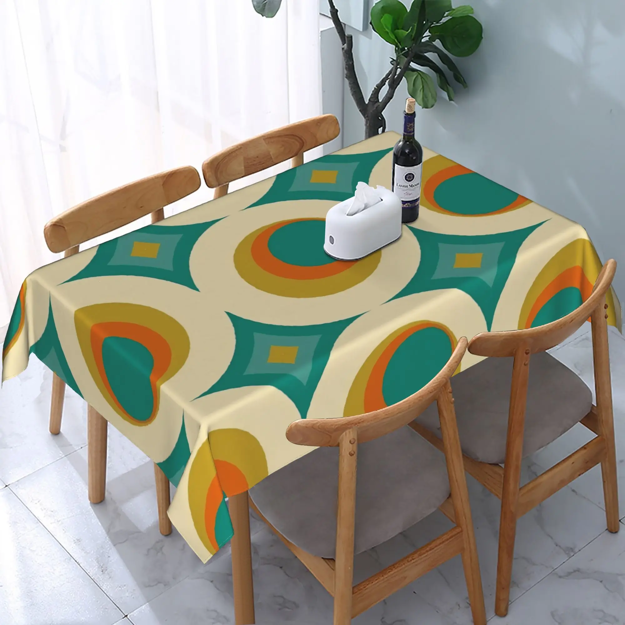 A piece of retro Bohemian style from the 60s and 70s, featuring a printed design, suitable for a party tablecloth.