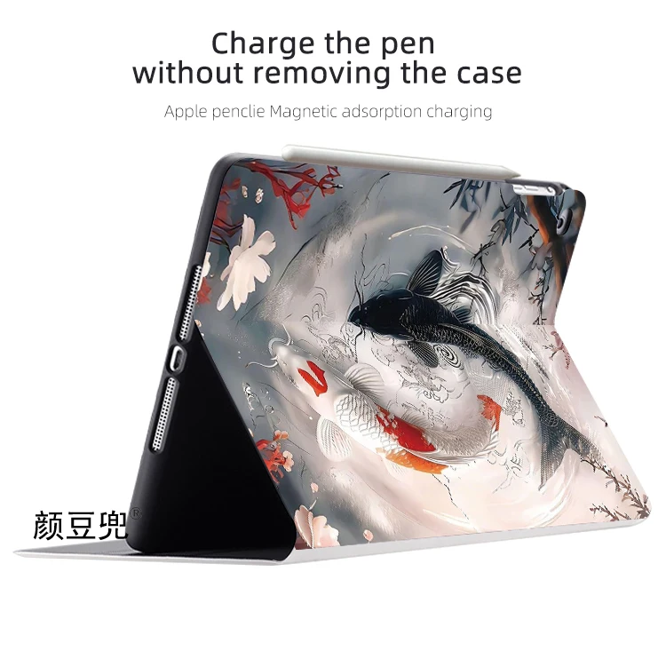 سمكة صينية Cyprinus carpio لجهاز iPad Air 45 Mini 5 6 حافظة فاخرة من السيليكون لـ Pro 12.9 11 لجهاز iPad 10th Protective Pro13 11 in