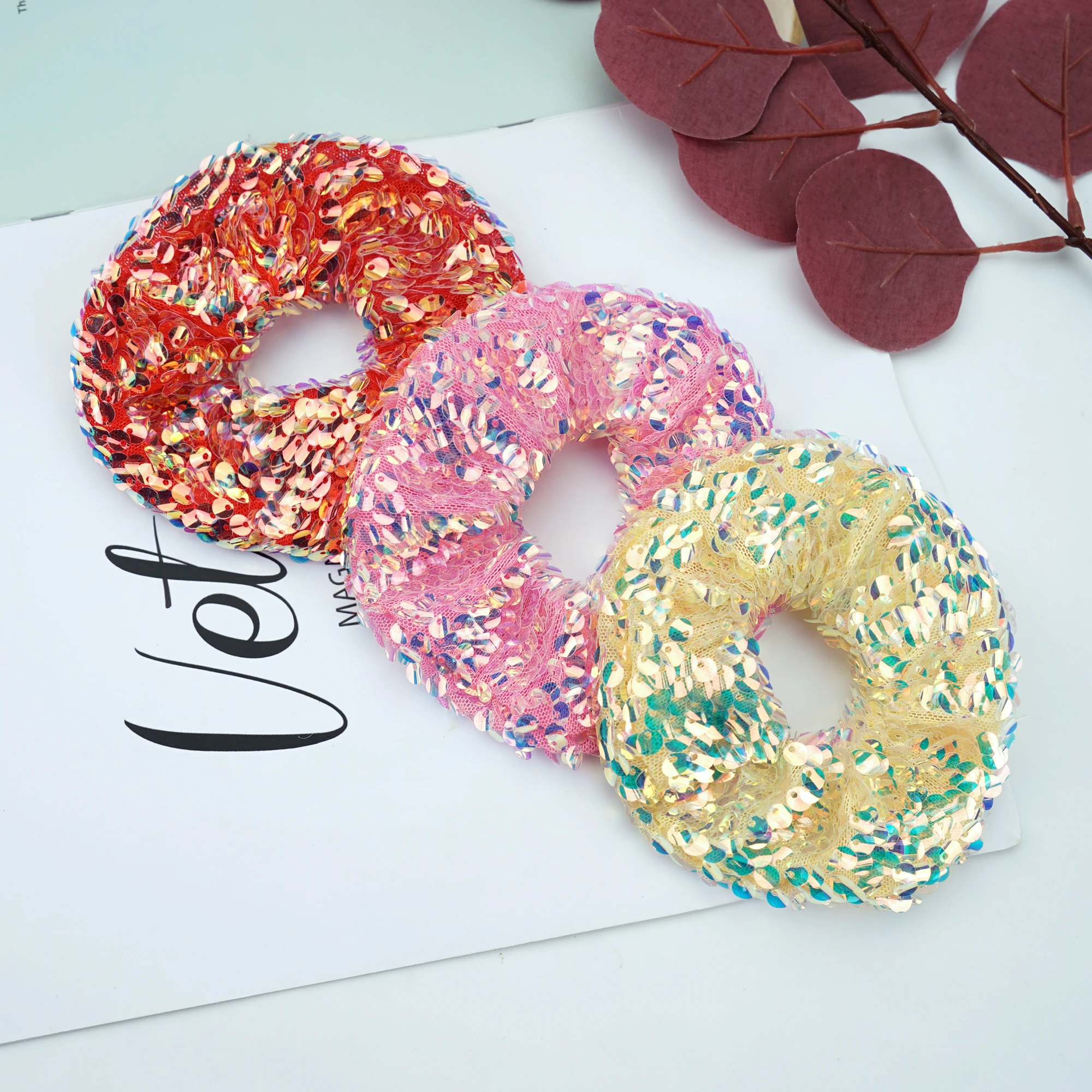 Extremely Shinning Hair Scrunchies for Party sequins Scrunchies Colorful Hair Bands for Women Girls Hair Accessories