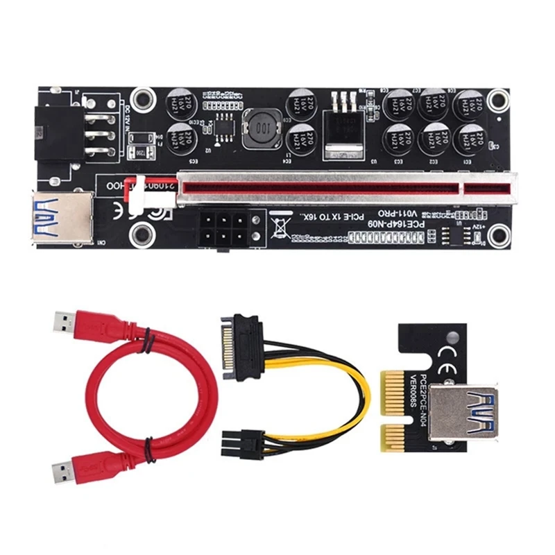 Top-PCIE Riser 011 V011 Pro PCI-E PCI E Express Card GPU 16X Riser Video Card Extender For Bitcoin Mining