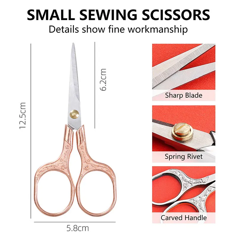 1PCS Small Embroidery precision scissors Stainless Steel Vintage Scissors For DIY Crafts Sewing Tools Crochet Accessories