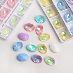 10pcs 8x10mm Oval Glass Rhinestones For DIY Sew on Rhinestones Crystal Glue on Nails Glitter Strass Mocha Rhinestone