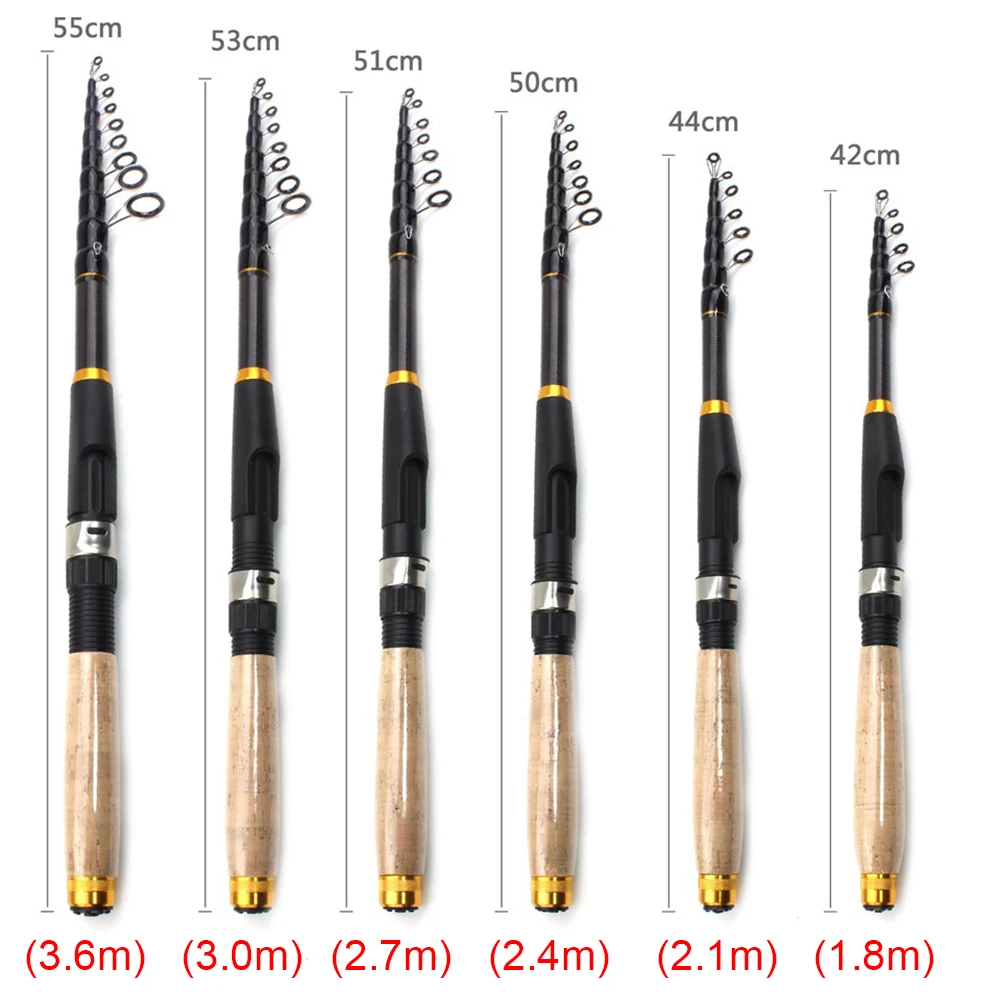 Telescopic Fishing Rod Carbon Fiber Fishing Pole Cork Handle Small Short Sea Pole for Seawater Freshwater Bass Trout Fishing