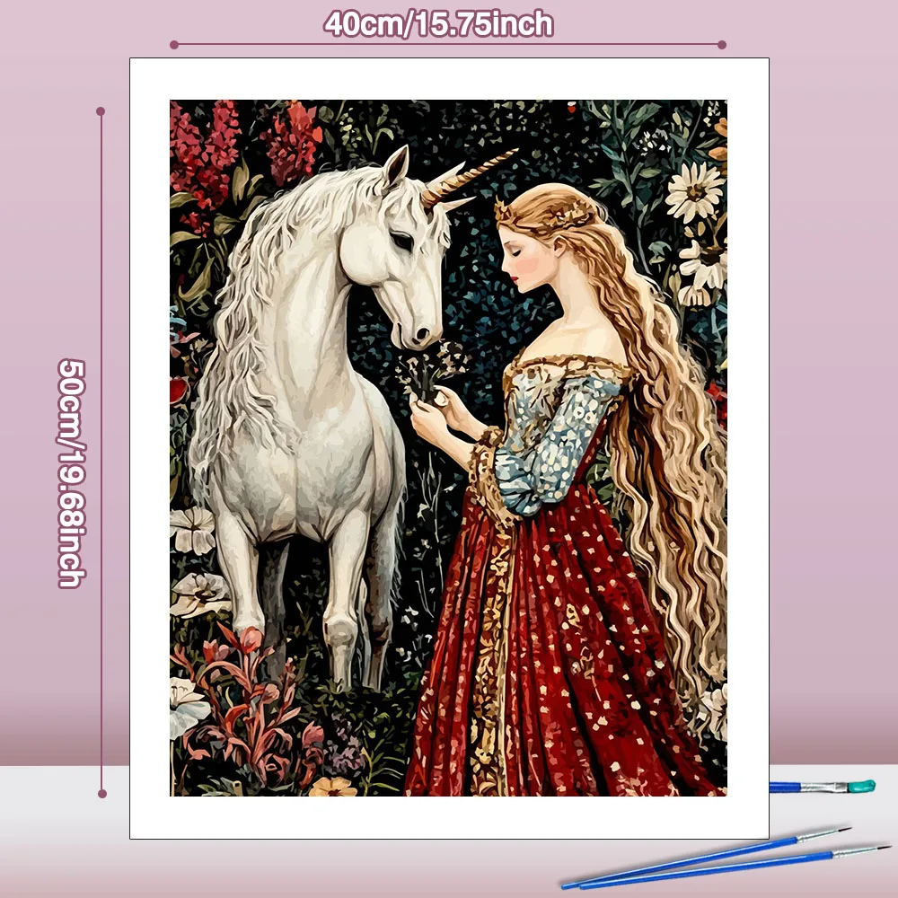 Huacan Portrait Painting By Numbers Paint Decorative Paintings Noble White Unicorn Canvas Painting Coloring By Numbers Gift