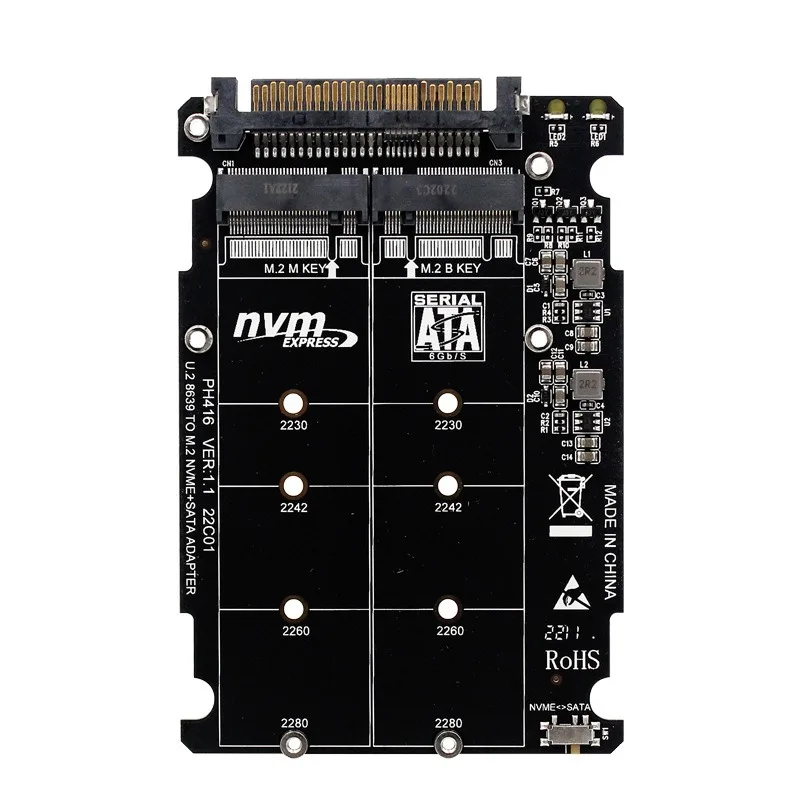 Корпус для SSD PH416PCBA PH416BOX M.2 NVMe SATA в форм-факторе U.2 SFF-8639 2,5 дюйма, PCIe4.0 X4 SATA 6 Гбит/с, 2 шт.