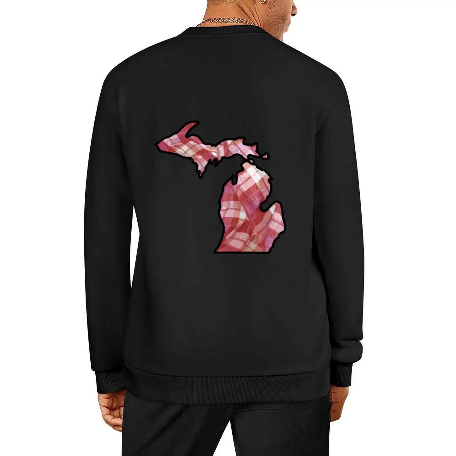 

Michigan Color Block: Folded Red Plaid Pullover blouse men wear autumn jacket men graphic t shirts men sweatshirts