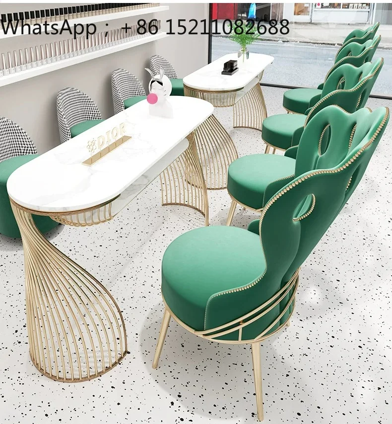 SCY rock slab manicure table and chair set combination wrought iron single double manicure shop manicure table