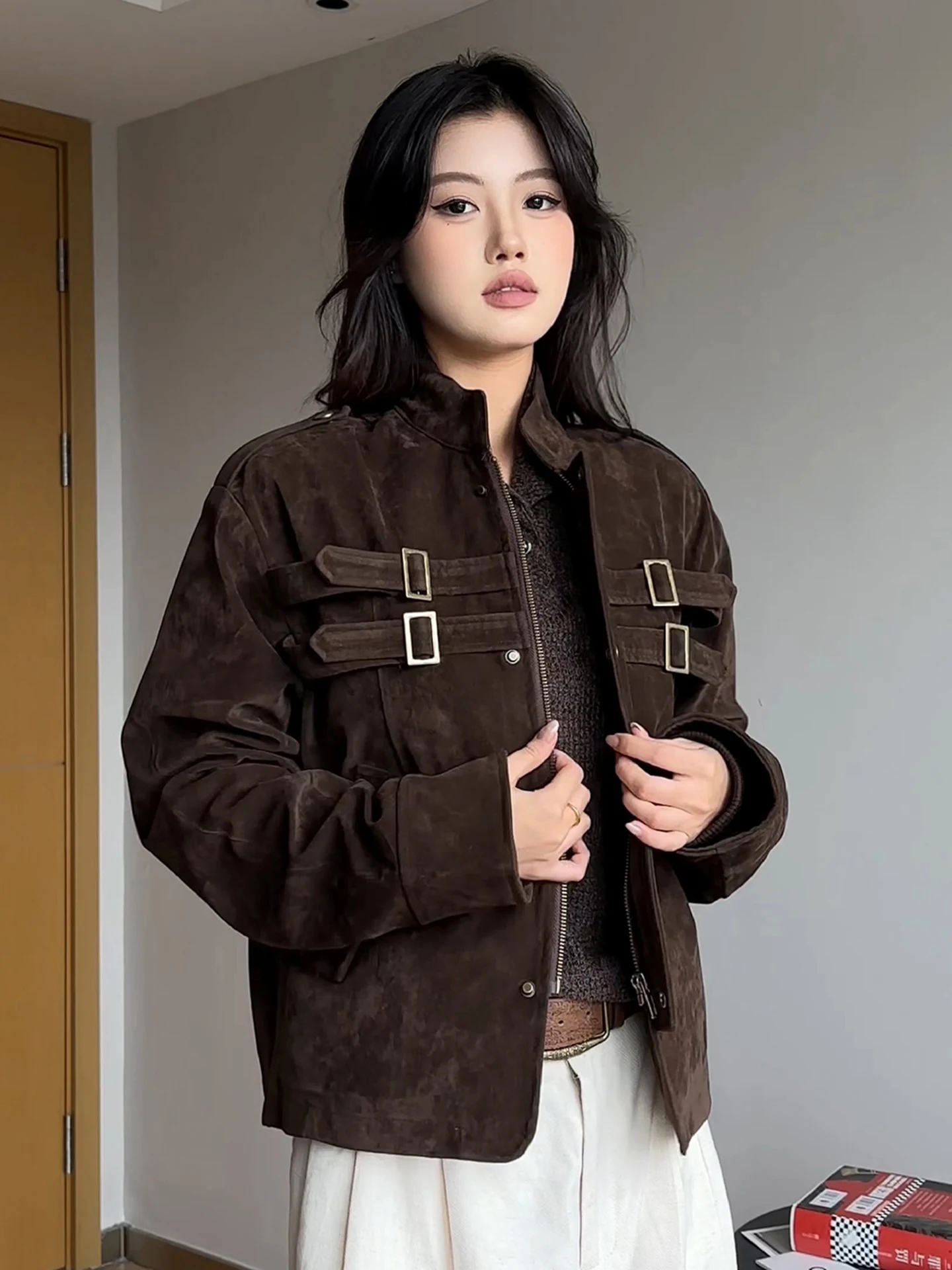 

Мужская осенняя куртка Cleanfit из искусственной замши с вставками, в американском стиле, молодежная, модная, из полиэстера