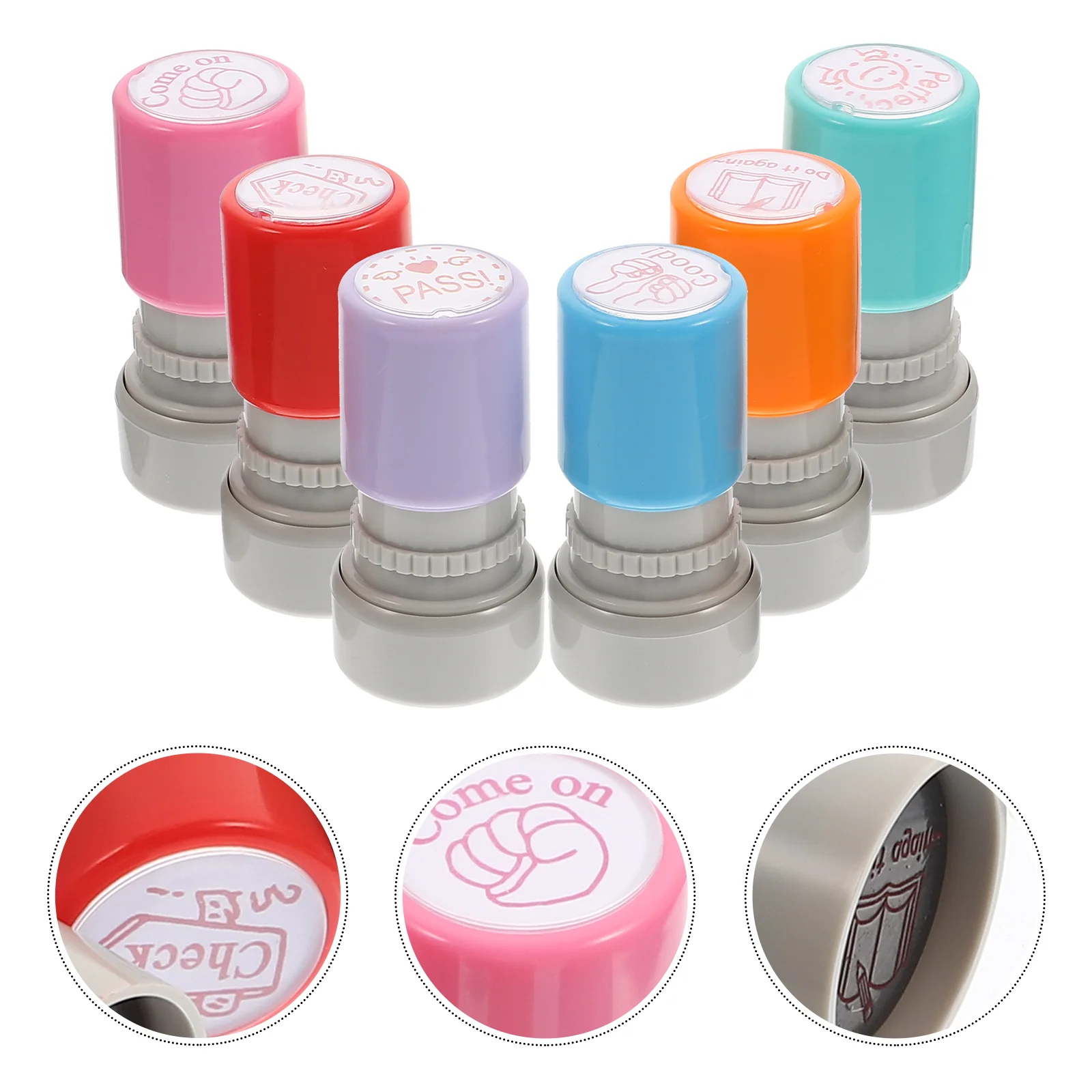 6 Pcs Stamps for Kids Children's Cartoon Chapter Students Small Multifunction Teachers Portable English Comments Practical