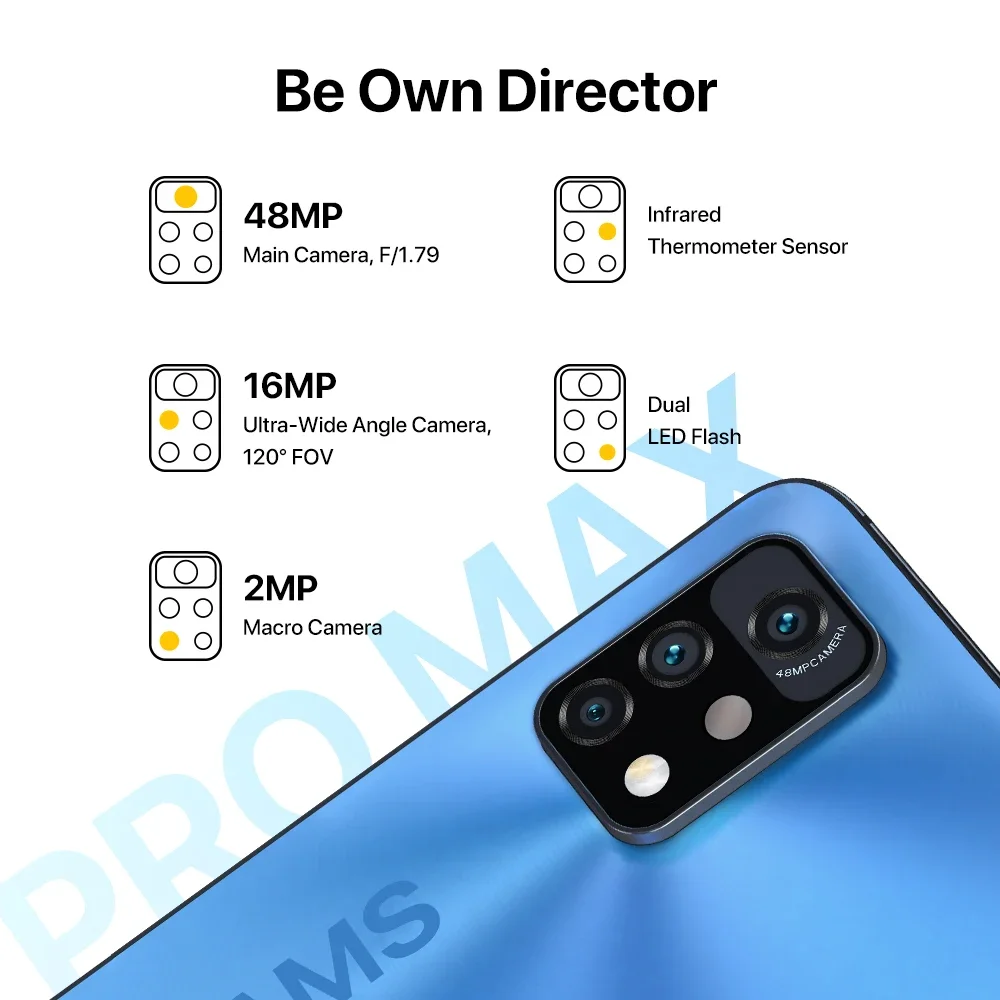 UMIDIGI A11 Pro Max Global Version Android Smartphone 6.8 "FHD + Display 8GB 128GB Helio G80 48MP + 16MP Drievoudige Camera 5150mAh