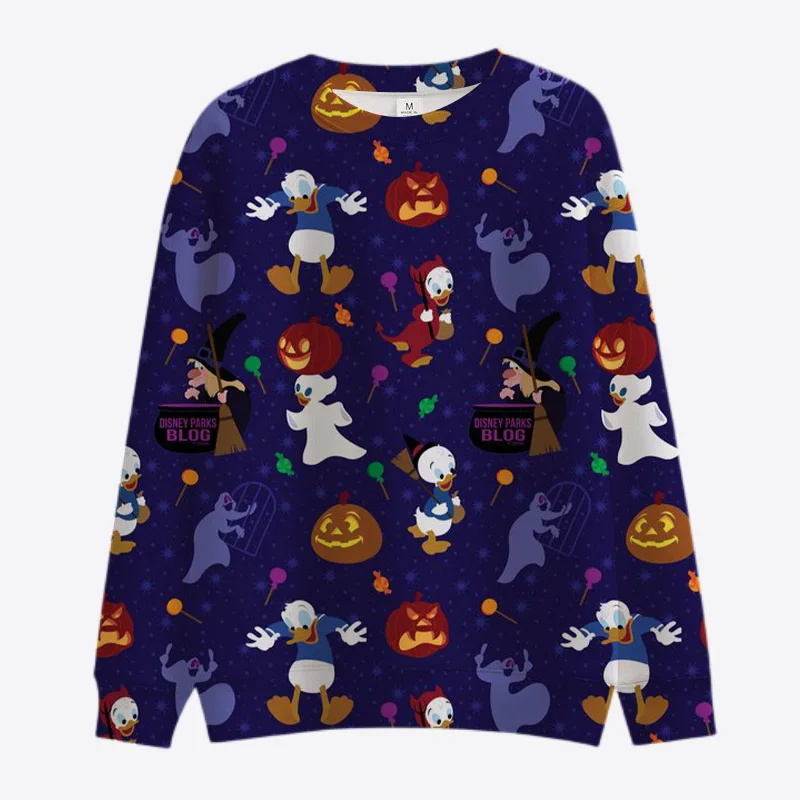 

2024 Fashion Street New Mickey Minnie Horror Halloween Cartoon Round Neck Casual Sweater Women's Pullover Long Sleeve Top y2k