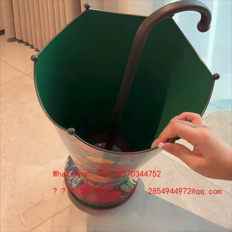 L Large Capacity Umbrella Storage Rack Drain Rack At The Entrance of The Entrance Vintage Printed Umbrella Bucket