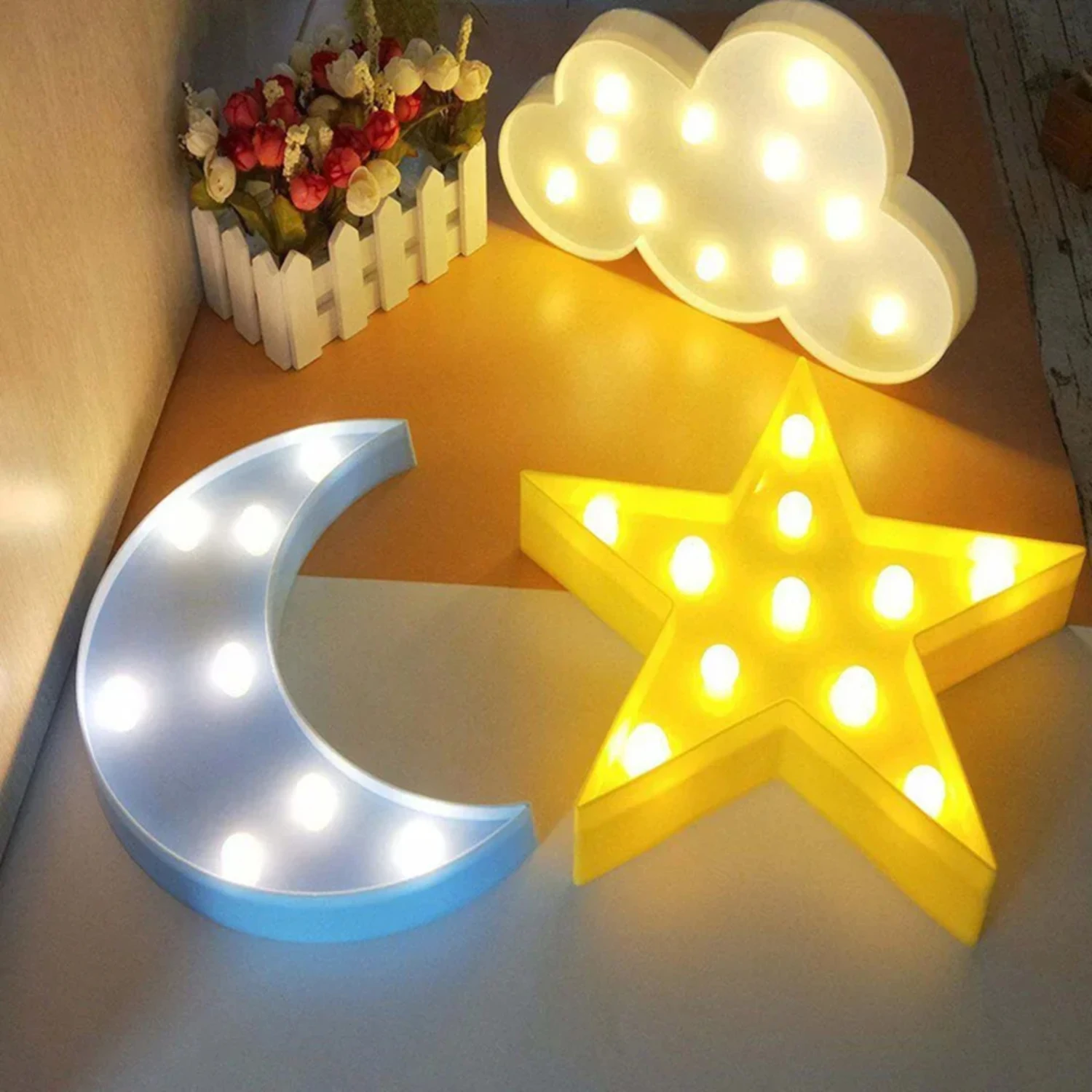 Cute Lovely Nordic Star Cloud LED 3D Night Light Toy for Baby Children's Bedroom - Adorable and Sweet Gift for Indoor Lighting a