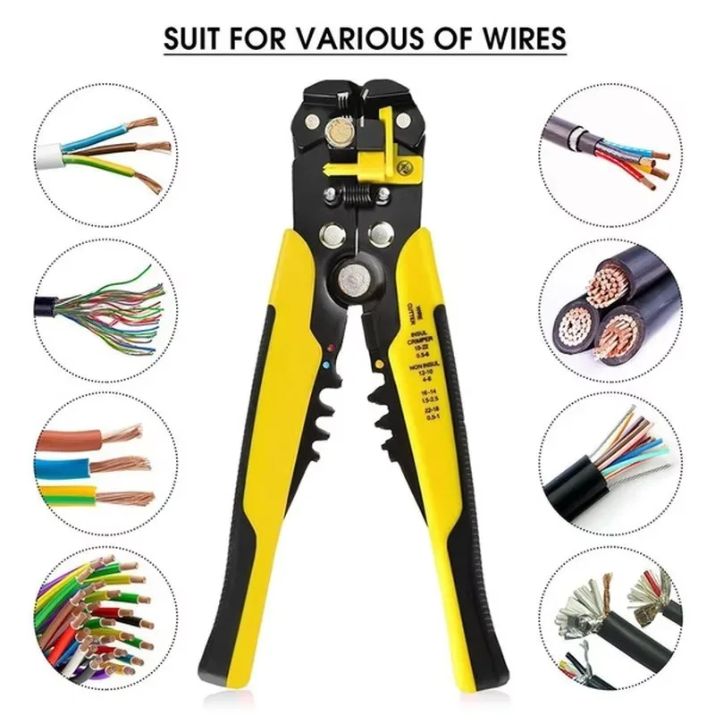 Non-SLIP CRIMPER เครื่องตัดสายเคเบิลอัตโนมัติ Wire Stripper Multifunctional Stripping เครื่องมือ CRIMPING คีม Terminal 0.2-6.0mm2 เครื่องมือ