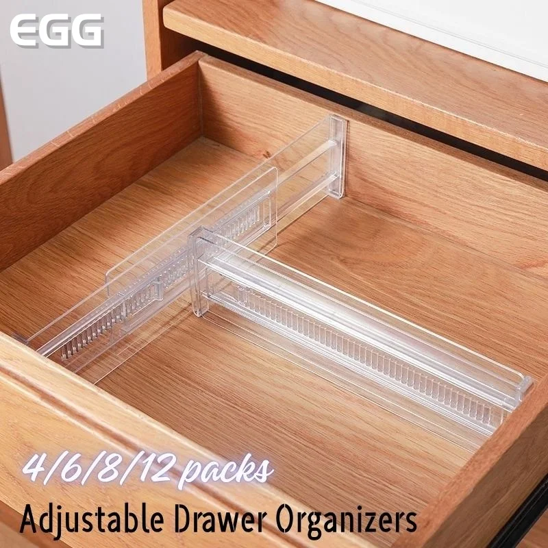 Drawer Partition Separator Clear Storage Organizer Adjustable Drawer Dividers DIY for Underwear Socks Cosmetic Kitchen Utensils