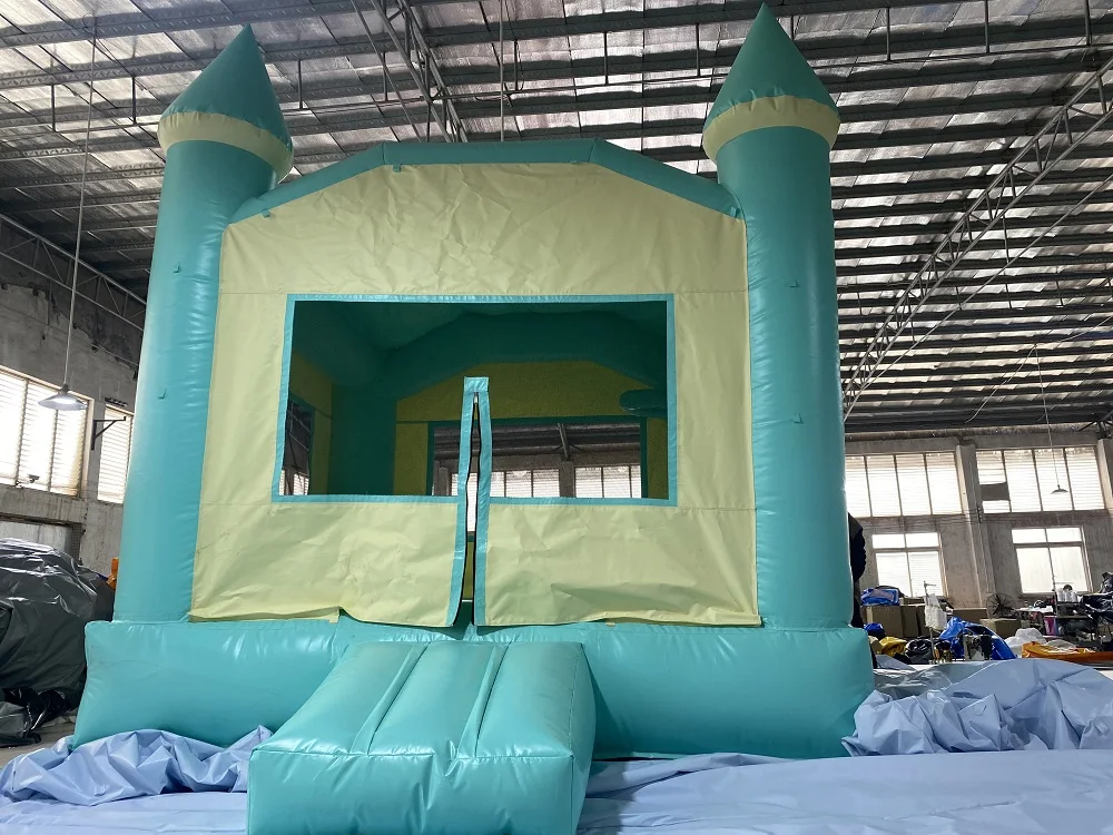 Rentals 13ft Commercial white bounce house for party Tie-dye colors inflatable bouncy castle jumping bed with blower