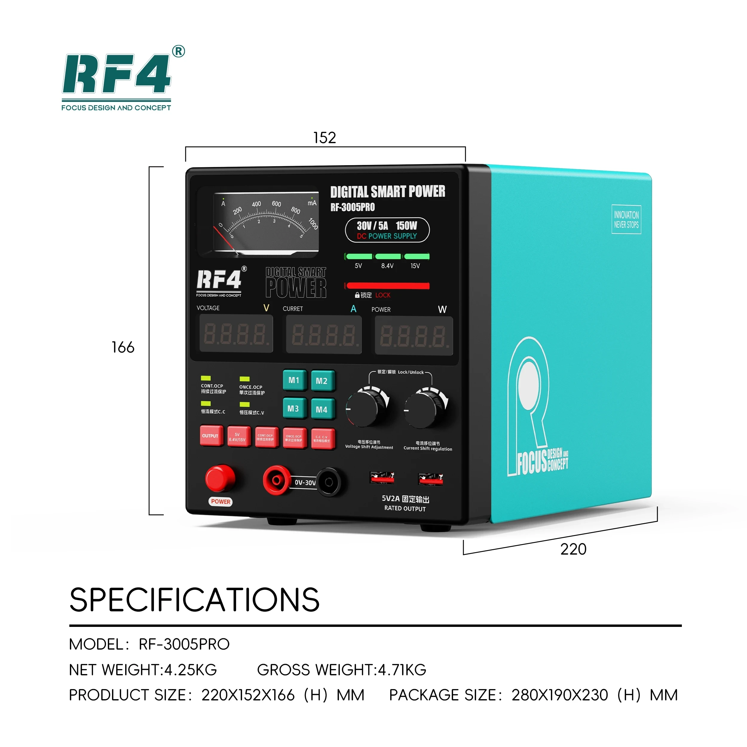 RF4 3005D 3005PRO DC Power Supply Adjustable 30V 5A For Phone Repair Regulated Switching Digital Laboratory Bench Power Supply