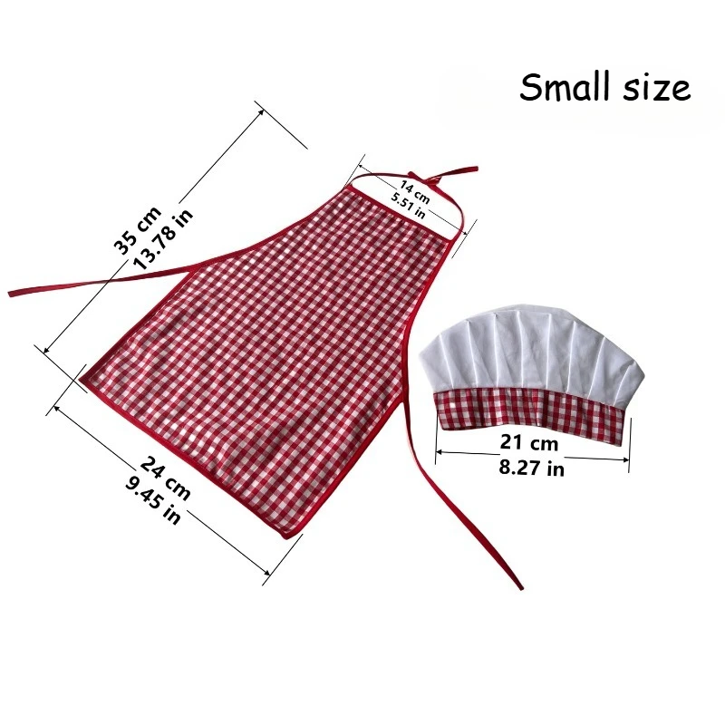 2pcs Baby Chef Costumes Newborn Photography Outfits Cute Gingham Apron and Hat, Infant Photo Props for Role Play & Studio Shoot