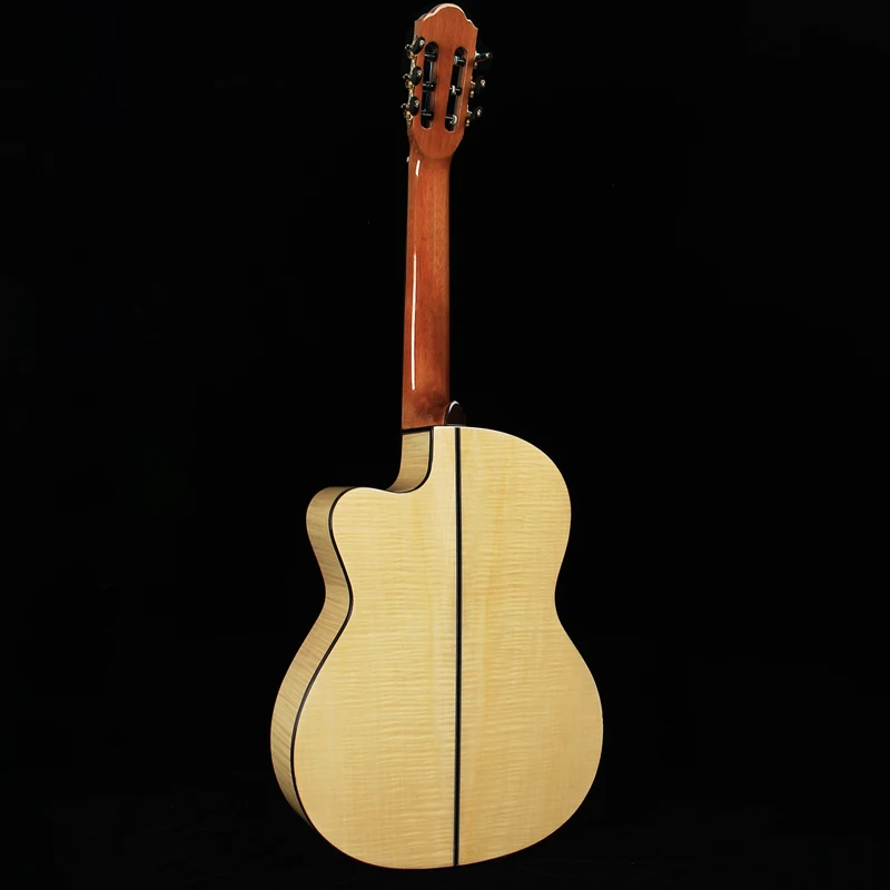 High Grade Classic Guitar 39 Inch Flame Maple Cutway Classical Guitar with Radian Corner Spruce Solid Wood Top with EQ  Guitar