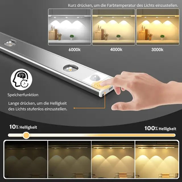 תאורת ארון LED דקה מאוד עם חיישן תנועה אלחוטי, תמונה 3