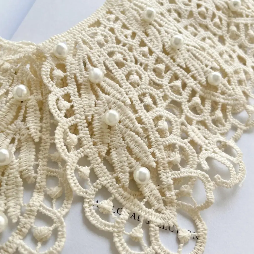 Colletto per bambola Abito con colletto finto in pizzo Spalla decorativa Decorazione di perle Colletto della camicia Decorazione di vestiti con scialle staccabile in cotone