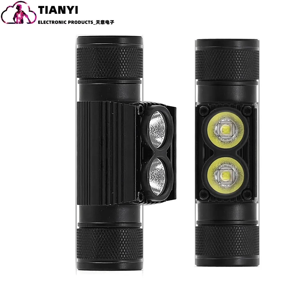 Dual light super bright 5W headlight 18650 Lithium battery USB charging aluminum alloy waterproof headlight White light