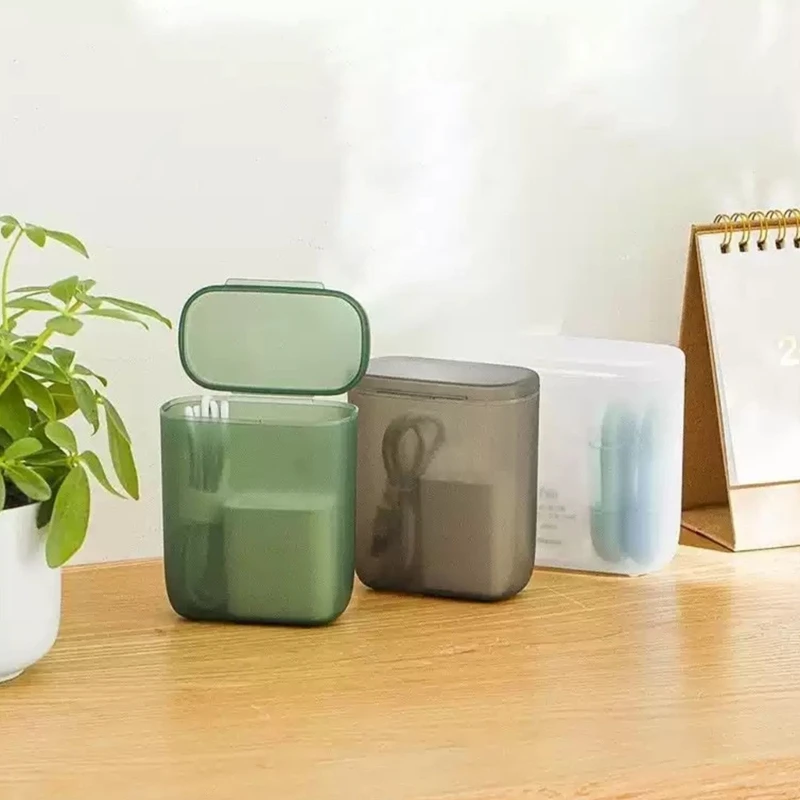 Kabelaufbewahrungsbox mit Klappdeckel, Kunststoffkoffer für Ladekabel, Kopfhörer und kleines Zubehör Schreibtisch oder in der – Detail 1