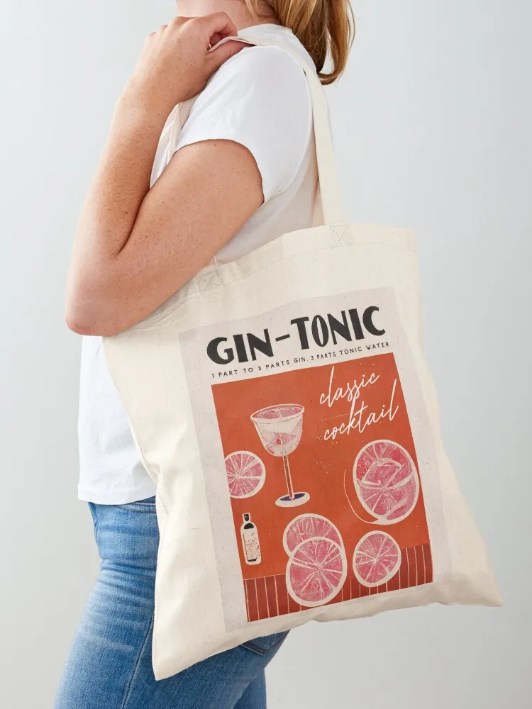 

Gin Tonic Retro Cocktail Poster Red Cinema Bar Prints, Vintage Drinks, Recipe, Wall Art Tote Bag tote bags aesthetic eco pack